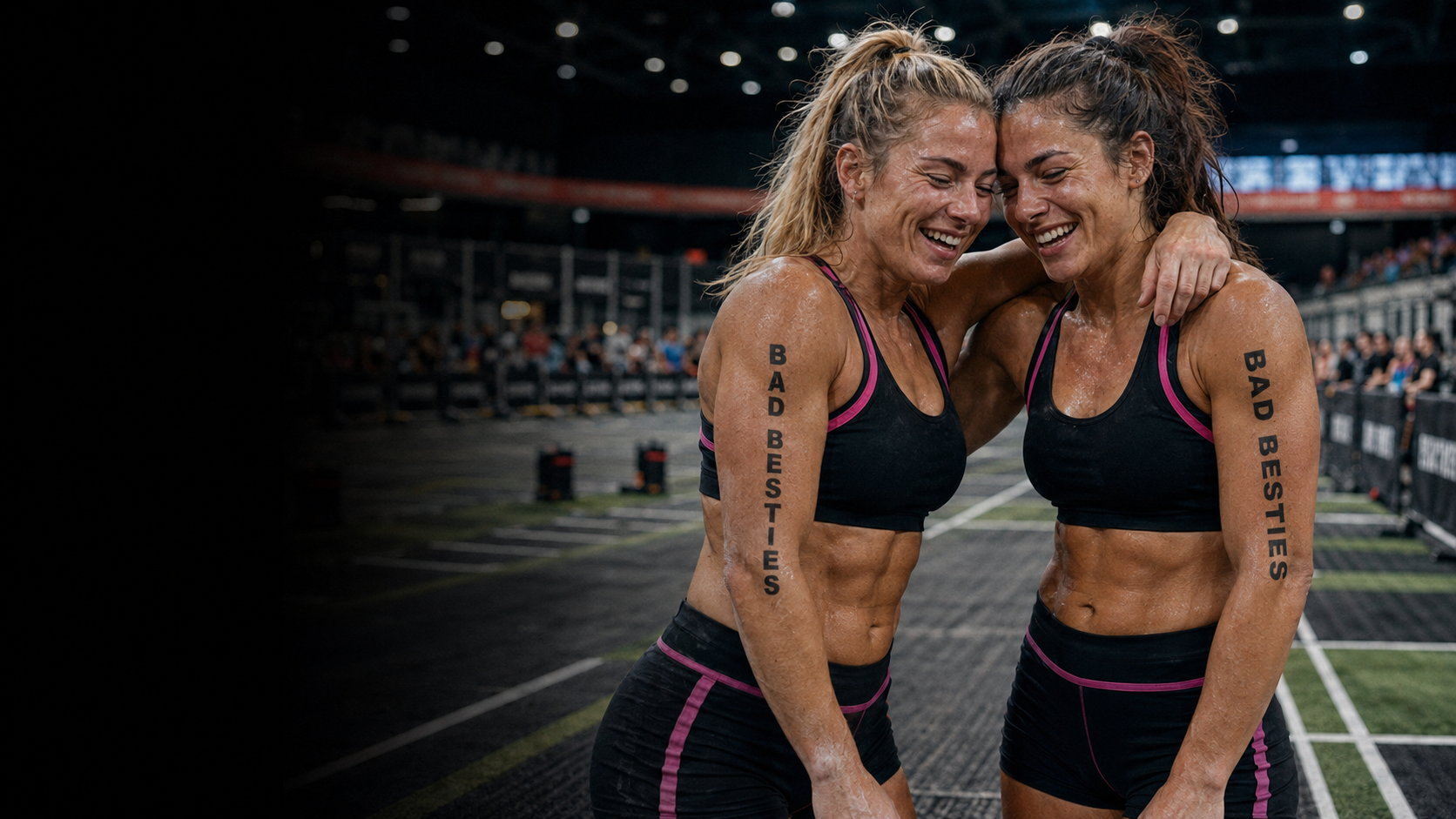 BAD BESTIES doubles partners celebrating after their race